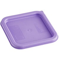 Vigor 2 and 4 Qt. Purple Allergen-Free Square Polypropylene Food Storage Container Lid