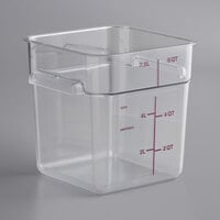 Vigor 8 Qt. Allergen-Free Clear Square Polycarbonate Food Storage Container
