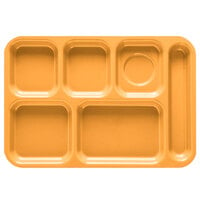 GET TR-152 10 inch x 14 1/2 inch Right Handed ABS Plastic Tropical Yellow 6 Compartment Tray - 12/Pack