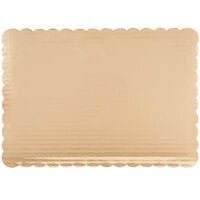 14" x 10" Gold Laminated Rectangular Corrugated Quarter Sheet Cake Pad - 10/Pack