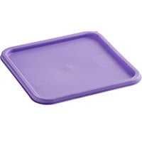 Vigor 12, 18, and 22 Qt. Purple Allergen-Free Square Polypropylene Food Storage Container Lid