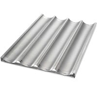 Chicago Metallic 49034 4 Loaf Glazed Uni-Lock Aluminum Baguette / French Bread Pan - 25 3/4" x 3 7/8" x 1" Compartments