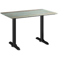 Lancaster Table & Seating Excalibur 27 1/2" x 47 3/16" Rectangular Table with Textured Canyon Painted Metal Finish and End Base Plates