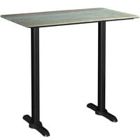 Lancaster Table & Seating Excalibur 27 1/2" x 47 3/16" Rectangular Bar Height Table with Textured Canyon Painted Metal Finish and End Base Plates