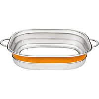 Bon Chef Country French X 15" x 11" x 4" Orange Stainless Steel Bottomless French Oven - 72004-BL-O