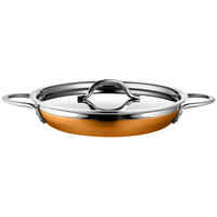 Bon Chef Country French X 1.63 Qt. Orange Stainless Steel Double Handle Saute Pan / Skillet - 71304-CF2-O