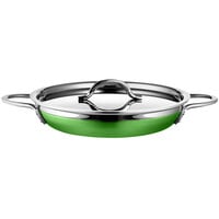Bon Chef Country French X 3.13 Qt. Lime Green Stainless Steel Double Handle Saute Pan / Skillet - 71306-CF2-L