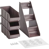 Choice Brown 3-Tier Self-Serve Organizer Set with 3 Bins and 2 Label Sheets
