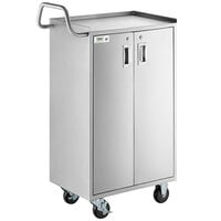 Regency 16" x 24" Five Shelf 18-Gauge 304 Stainless Steel Utility Cart with Enclosed Base and Locking Doors