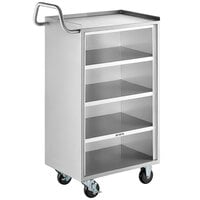 Regency 16" x 24" Five Shelf 18-Gauge 304 Stainless Steel Utility Cart with Enclosed Base and Open Front