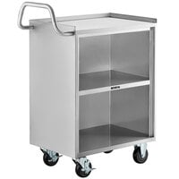 Regency 16" x 24" Three Shelf 18-Gauge 304 Stainless Steel Utility Cart with Enclosed Base and Open Front