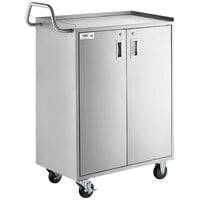 Regency 18" x 30" Five Shelf 18-Gauge 304 Stainless Steel Utility Cart with Enclosed Base and Locking Doors