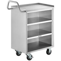 Regency 16" x 24" Four Shelf 18-Gauge 304 Stainless Steel Utility Cart with Enclosed Base and Open Front