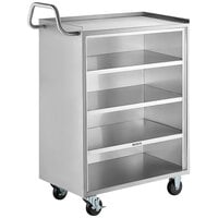 Regency 18" x 30" Five Shelf 18-Gauge 304 Stainless Steel Utility Cart with Enclosed Base and Open Front