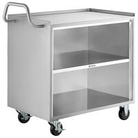 Regency 21" x 33" Three Shelf 18-Gauge 304 Stainless Steel Utility Cart with Enclosed Base and Open Front