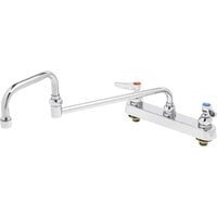 T&S B-1132 Deck Mounted Workboard Faucet with 8" Centers - 18" Double Jointed Swing Nozzle