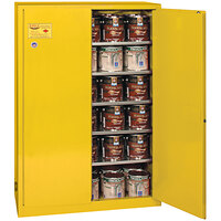 Eagle Manufacturing YPI47X Yellow Paint Safety Cabinet with 2 Manual-Closing Doors, 5 Shelves, and 60 Gallon Capacity
