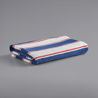 Monarch Brands Aston & Arden 35" x 70" Navy / Red Stripes Ring-Spun 100% Cotton Pool Towel - 25 lb.
