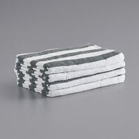 Monarch Brands Cali Cabana 30" x 60" Gray Stripes Ring-Spun 100% Cotton Pool Towel - 10.75 lb. - 4/Pack