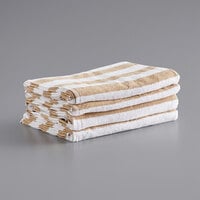 Monarch Brands Cali Cabana 30" x 60" Beige Stripes Ring-Spun 100% Cotton Pool Towel - 10.75 lb. - 4/Pack