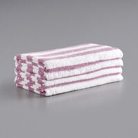 Monarch Brands California Cabana 30" x 70" Lavender Stripes Ring-Spun 100% Cotton Pool Towel - 15 lb. - 4/Pack