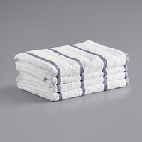 Monarch Brands Las Rayas 30" x 60" Light Gray Stripes Ring-Spun 100% Terry Resort Pool Towel - 15 lb. - 4/Pack
