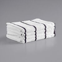 Monarch Brands Las Rayas 30" x 60" Dark Gray Stripes Ring-Spun 100% Terry Resort Pool Towel - 15 lb. - 4/Pack