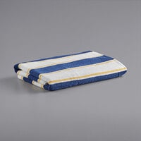 Monarch Brands Aston & Arden 35" x 70" Navy / Yellow Stripes Ring-Spun 100% Cotton Pool Towel - 25 lb.