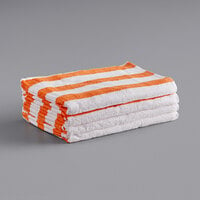 Monarch Brands Cali Cabana 30" x 60" Orange Stripes Ring-Spun 100% Cotton Pool Towel - 10.75 lb. - 4/Pack