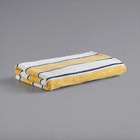 Monarch Brands Aston & Arden 35" x 70" Yellow / Navy Stripes Ring-Spun 100% Cotton Pool Towel - 25 lb.