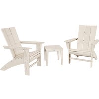 POLYWOOD Modern Sand 3-Piece Curveback Adirondack Chair Set with Newport Table