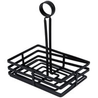 Choice Flat Coil Rectangular Wrought Iron Condiment Caddy with Card Holder - 7 7/8 inch x 5 1/2 inch x 9 1/2 inch