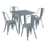 Lancaster Table & Seating Alloy Series 31 1/2" x 31 1/2" Charcoal Standard Height Outdoor Table with 4 Cafe Chairs