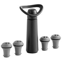 Vacu Vin Black Wine Saver Concerto with Vacuum Pump and 4 Stoppers 9874606 - 4/Pack