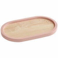 Cal-Mil Blonde 7" x 12" Maple Wood Serving Tray with Blush Colored Rim