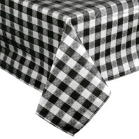 Intedge 52" x 72" Black Gingham Vinyl Table Cover with Flannel Back