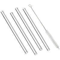 Outset® 76431 9" Glass Straight Straw with Brush - 4/Pack