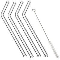 Outset® 76430 9" Glass Bent Straw with Brush - 4/Pack