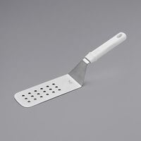 Choice 8" x 3" Perforated Turner with White Polypropylene Handle