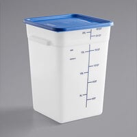 Vigor 22 Qt. White Square Polyethylene Food Storage Container and Blue Lid