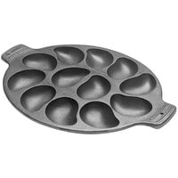 Outset® 76225 18 7/8" x 13" 12-Compartment Cast Iron Oyster Grill Pan