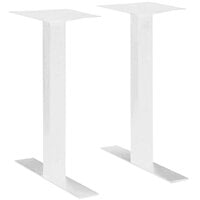 BFM Seating Uptown 24" x 4" Square Column White Steel Dining Height End Table Base Set - 2/Set