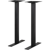 BFM Seating Uptown Square Column Sand Black Steel Bar Height End Table Base Set - 2/Set