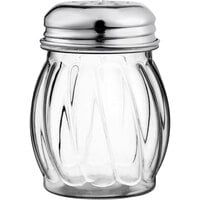 Tablecraft 6 oz. Clear Tritan™ Plastic Swirl Shaker with Chrome Plated Perforated Top