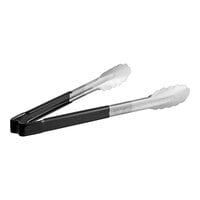 Vollrath 4781220 Jacob's Pride 12" Stainless Steel Scalloped Tongs with Black Coated Kool Touch® Handle