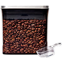 OXO 1.7 Qt. Clear Rectangular SAN Plastic Coffee/Food Storage Container with Stainless Steel POP Lid and Plastic Scoop