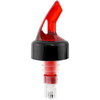 Franmara Bar-Pro 1.25 oz. Red Spout / Clear Tail Measured Liquor Pourer with Collar 8757 BU - 12/Pack
