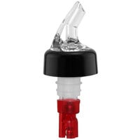 Franmara Bar-Pro 1 oz. Clear Spout / Red Tail Measured Liquor Pourer with Collar 8765 BU - 12/Pack