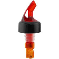 Franmara Bar-Pro .5 oz. Red Spout / Orange Tail Measured Liquor Pourer with Collar 8751 BU - 12/Pack