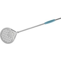 GI Metal Evoluzione 10" Stainless Steel Round Perforated Pizza Peel with 70" Handle IE-26F/180